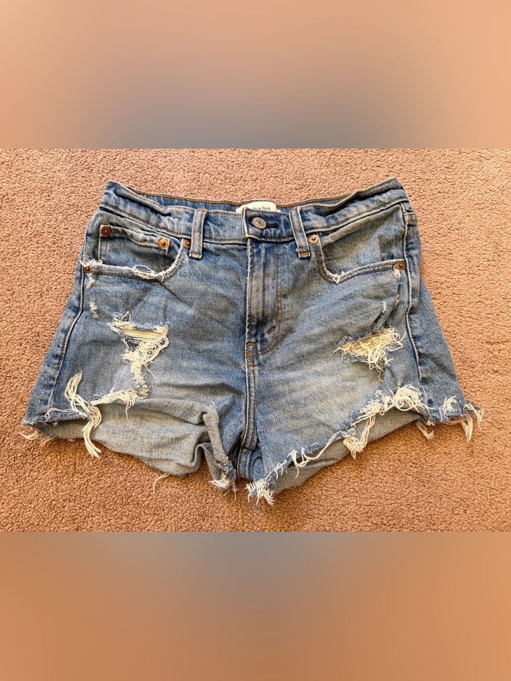 Abercrombie & Fitch Light Blue Distressed Denim Shorts